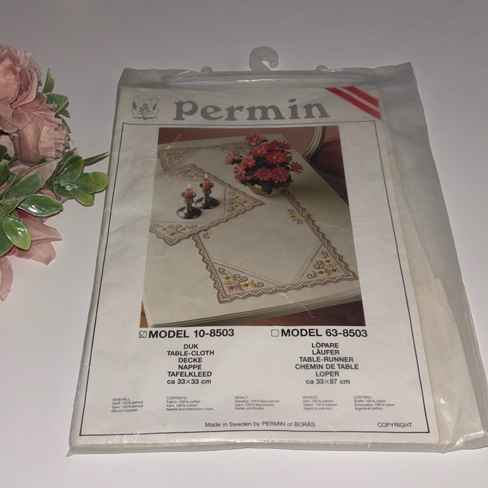 Permin Hardanger Table cloth 33x33cm model 10-8503 NEW VINTAGE MADE IN